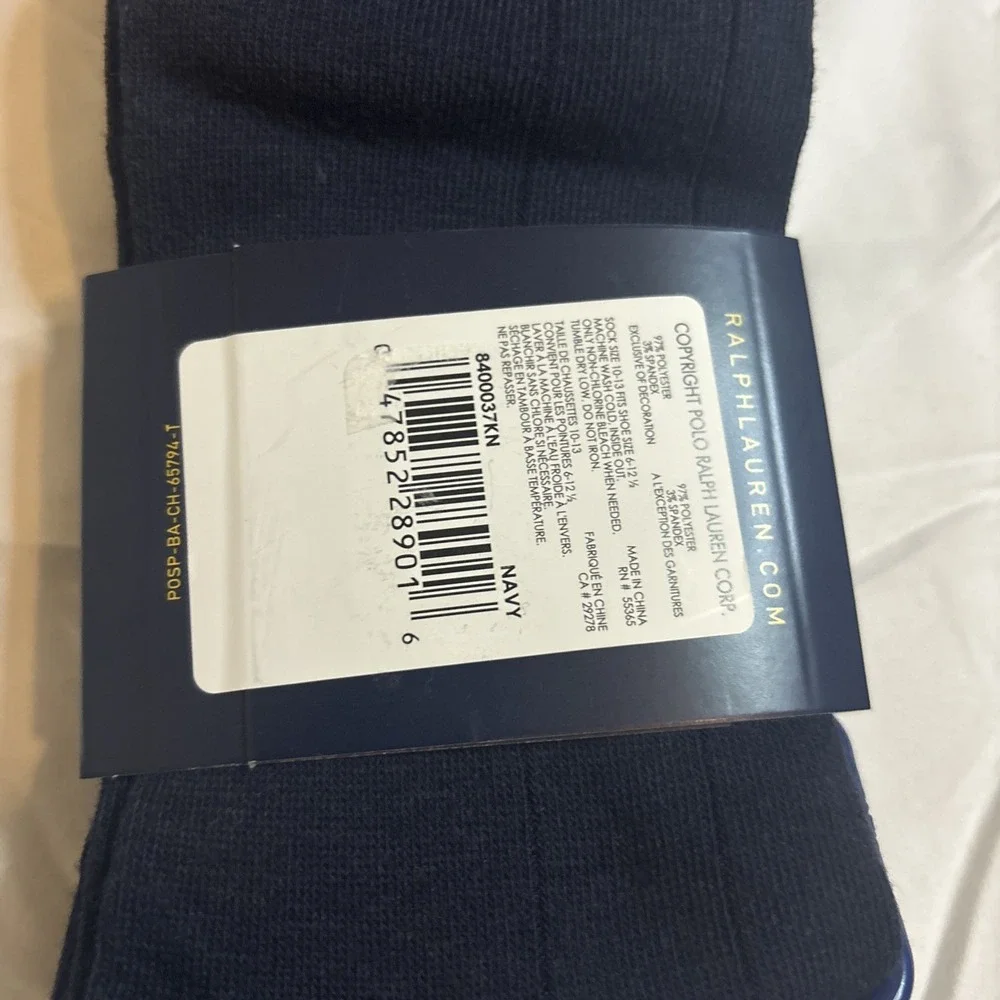 Polo Ralph Lauren Men's Size 10-13 Navy Set of 3‎ Supersoft Rib Socks NWT